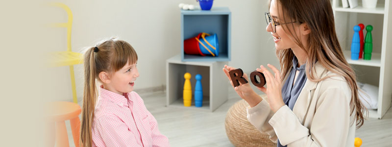 Mother teaching child